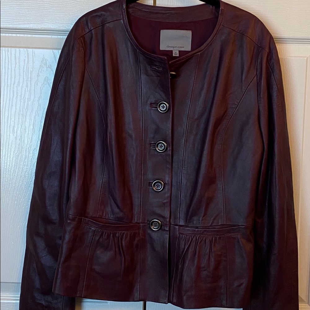 Dark plum leather jacket
